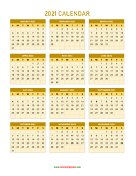 2021 Calendar Vertical