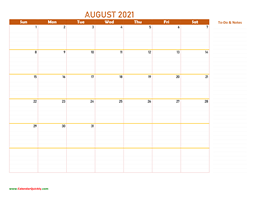 August 2021 Calendar