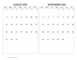 August and September 2021 Calendar