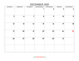 December 2021 Blank Calendar