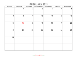 February 2021 Printable Calendar | Calendar Quickly