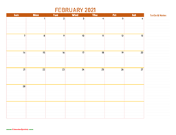February 2021 Calendar