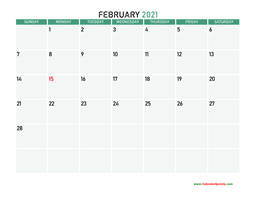 February 2021 Printable Calendar