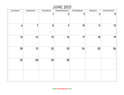 June 2021 Calendars 