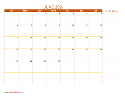 June 2021 Calendar