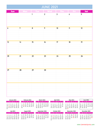 June Calendar 2021 Vertical
