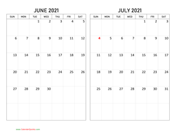 May and June 2021 Calendar | Calendar Quickly