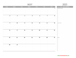 may 2021 calendar with to-do list