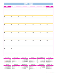 may calendar 2021 vertical