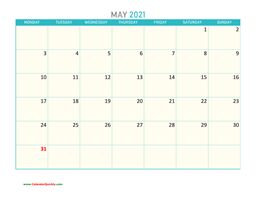 may monday 2021 calendar printable