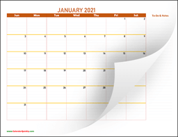 monthly 2021 calendar