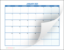 monday 2021 blank calendar