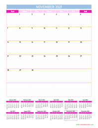 november calendar 2021 vertical