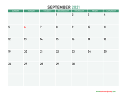 September 2021 Printable Calendar