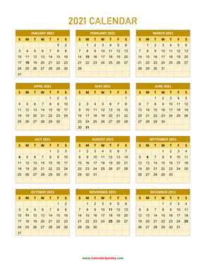 2021 Calendar Vertical