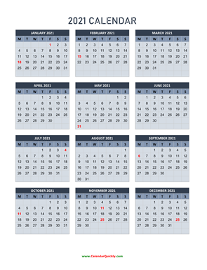Monday 2021 Calendar Vertical