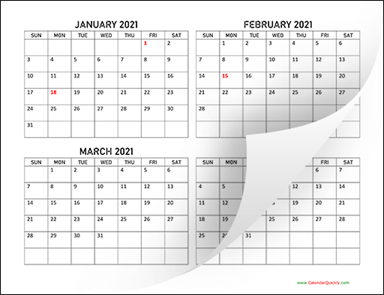 Four Months 2021 Calendar