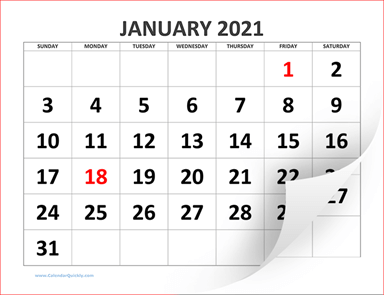 Large Blank Calendar 2021
