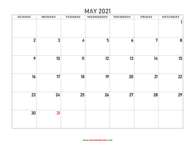 May 2021 Blank Calendar