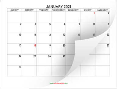 Monthly 2021 Blank Calendar
