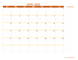 April 2022 Calendar