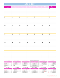 April Calendar 2022 Vertical