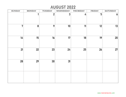 August 2022 Calendars | Calendar Quickly