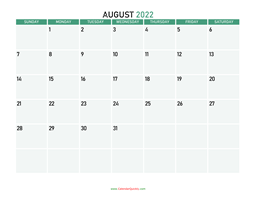 august monday 2022 blank calendar calendar quickly