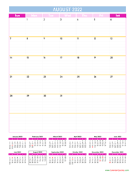 August Calendar 2022 Vertical
