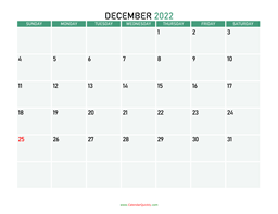 December 2022 Printable Calendar