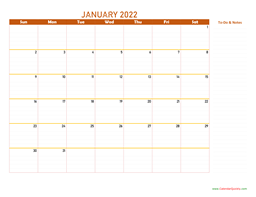 january 2022 calendar