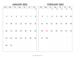 Two Months 2022 Calendar | Calendar Quickly