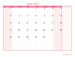 June Monday 2022 Blank Calendar | Calendar Quickly