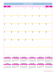 June Calendar 2022 Vertical