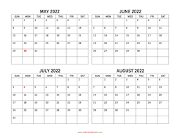 may to august 2022 calendar
