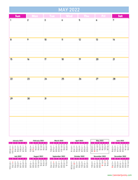 May Calendar 2022 Vertical