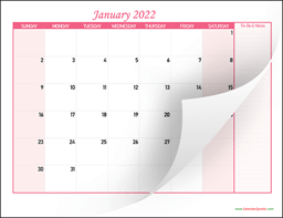 Monthly Calendar 2022 with Notes