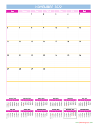 november calendar 2022 vertical