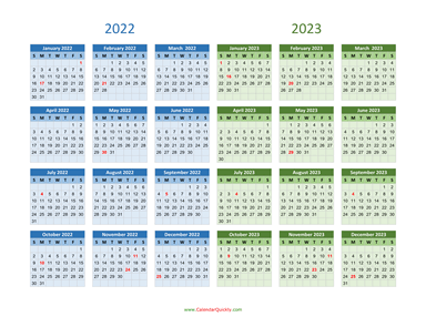 2022 and 2023 Calendar