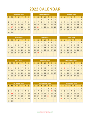 2022 Calendar Vertical