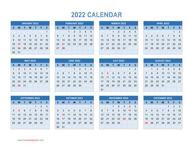 2022 Calendar 