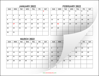 Four Months 2022 Calendar
