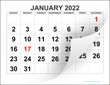 Large Blank Calendar 2022