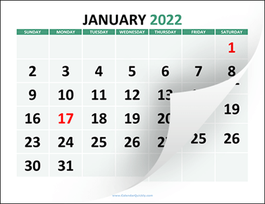Large Printable 2022 Calendar
