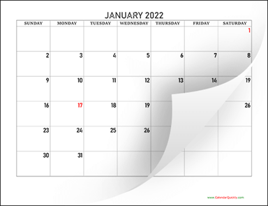 Monthly 2022 Blank Calendar