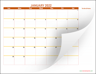 Monthly 2022 Calendar