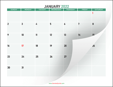 Monthly 2022 Printable Calendar