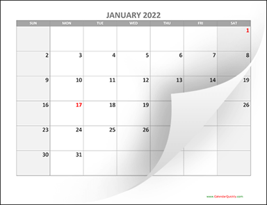 Monthly Calendar 2022 with Holidays