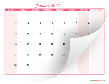 Monthly Calendar 2022 with Notes