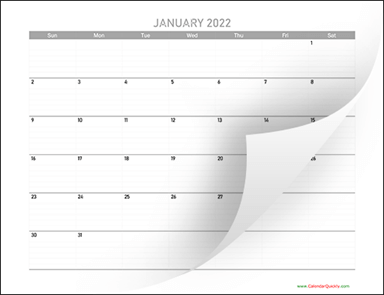 Monthly Calendar 2022 Printable
